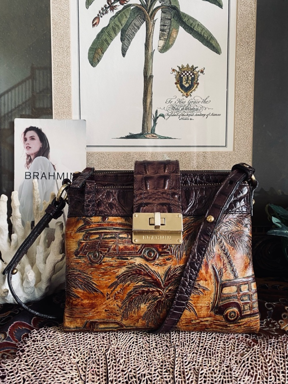 🌴 HTF SEPIA COPA CABANA Brahmin “MOJITO” Crossbody 🌴